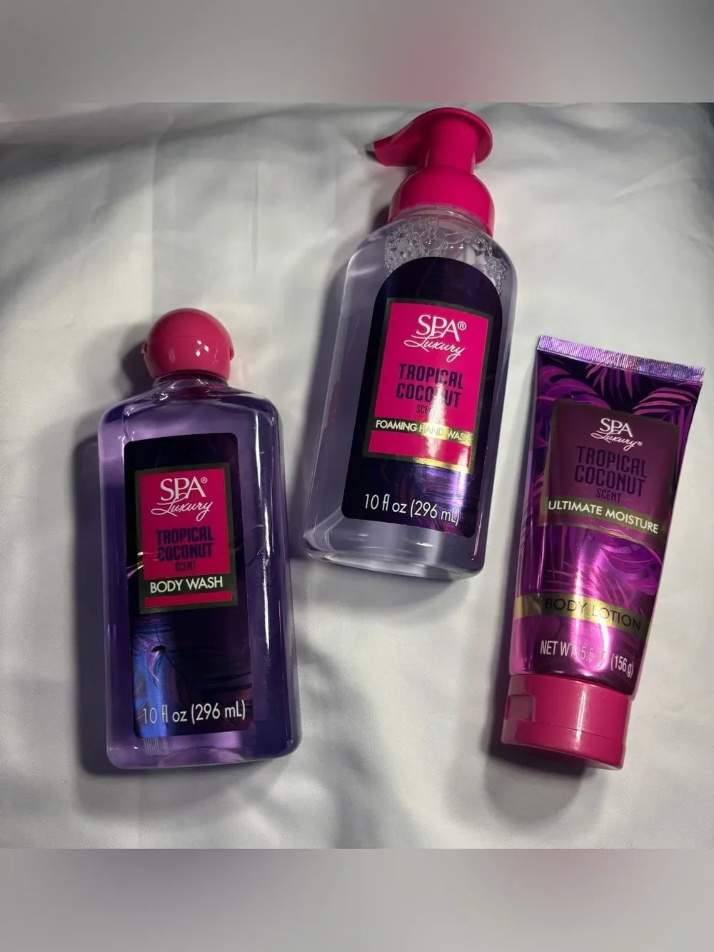 3 New Tropical Coconut Bundle  Foaming Hand Wash & Body Wash - Pink/Purple